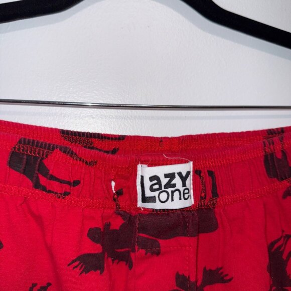Lazy One Red Moose Print Pajama Pants Elastic Waist Cotton Lounge Wear Unisex L - Picture 4 of 6